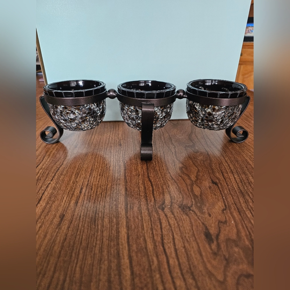 Retired Partylite Amaretto Swirl Trio Metal Candle Holder